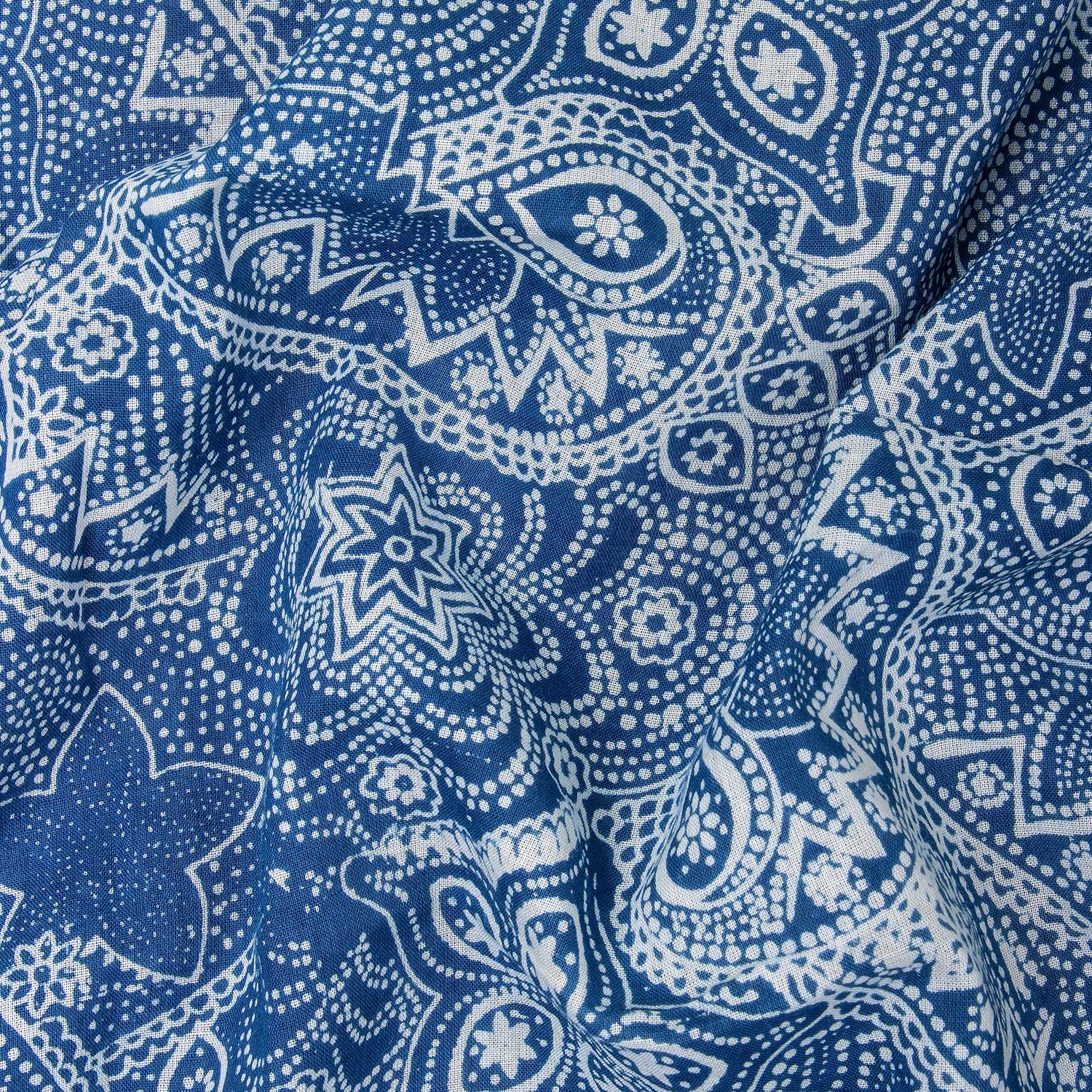 Traditional Abstract Pure Cotton Indigo Fabric