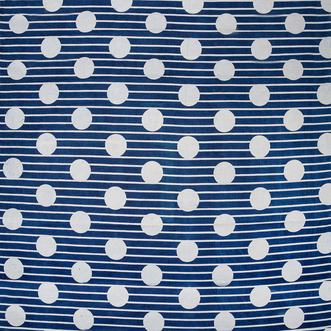 Indigo Blue White Dots Printed Cotton Fabric