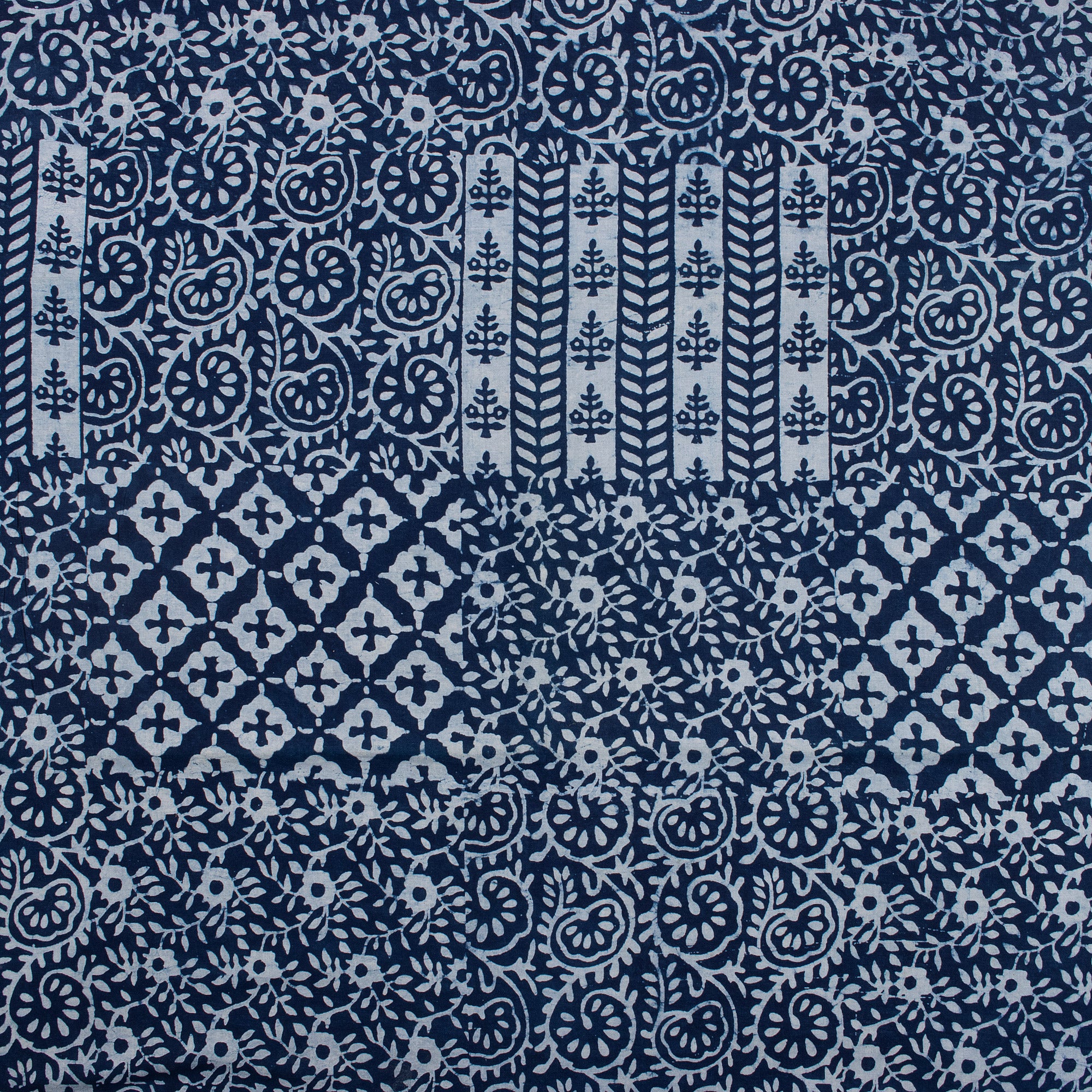 Patchwork Soft Cotton Indigo Blue Hand Block Printed Fabric