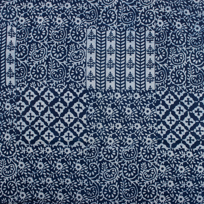 Patchwork Soft Cotton Indigo Blue Hand Block Printed Fabric