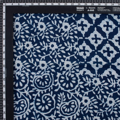 Patchwork Soft Cotton Indigo Blue Hand Block Printed Fabric