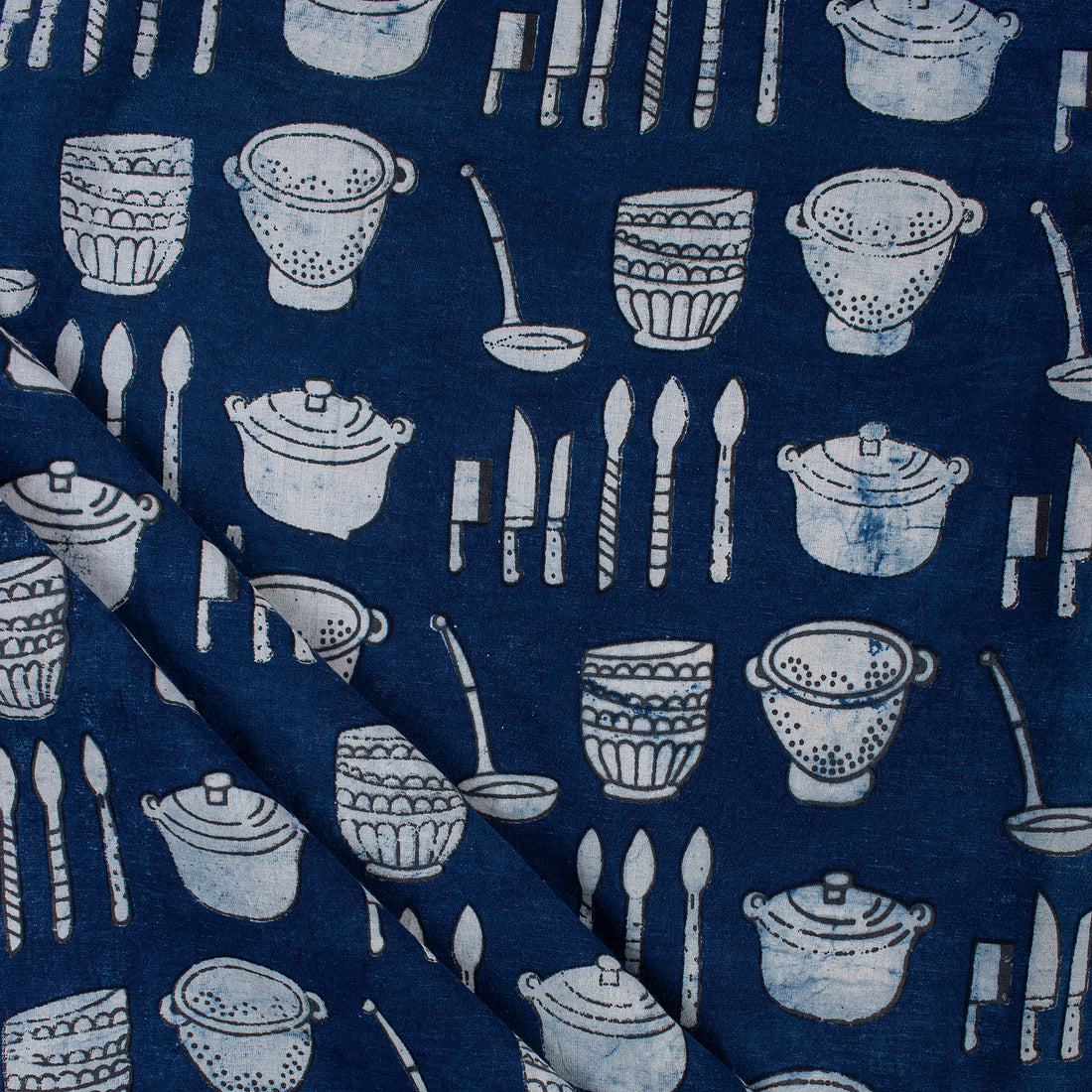 Indigo Block Printed Fabric for Kurti Online in India