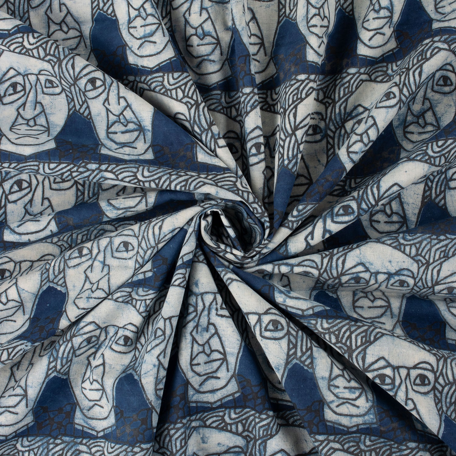 Human Hand Block Print Indigo Fabric Online
