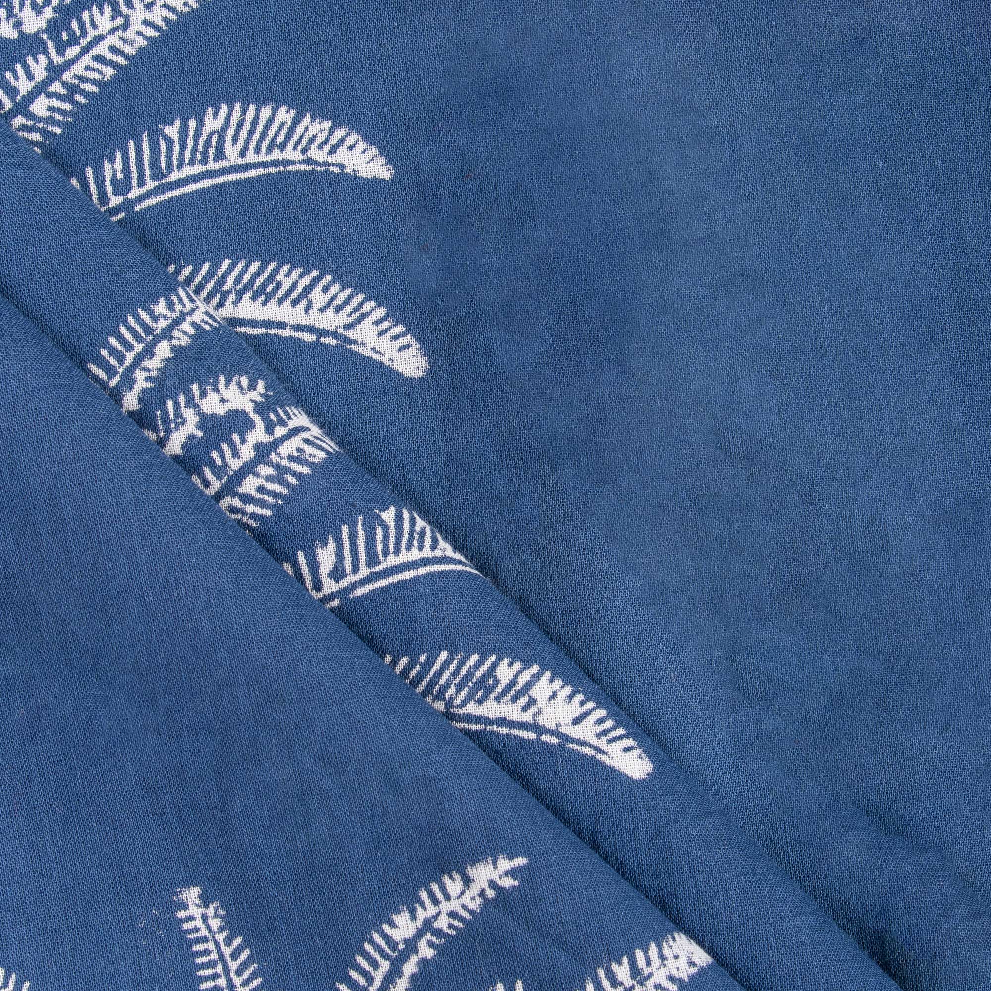 Hand Block Cotton Palm Tree Print Indigo Fabric Online
