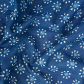 Hand Block Sun Flower Printed Indigo Cotton Fabric Online