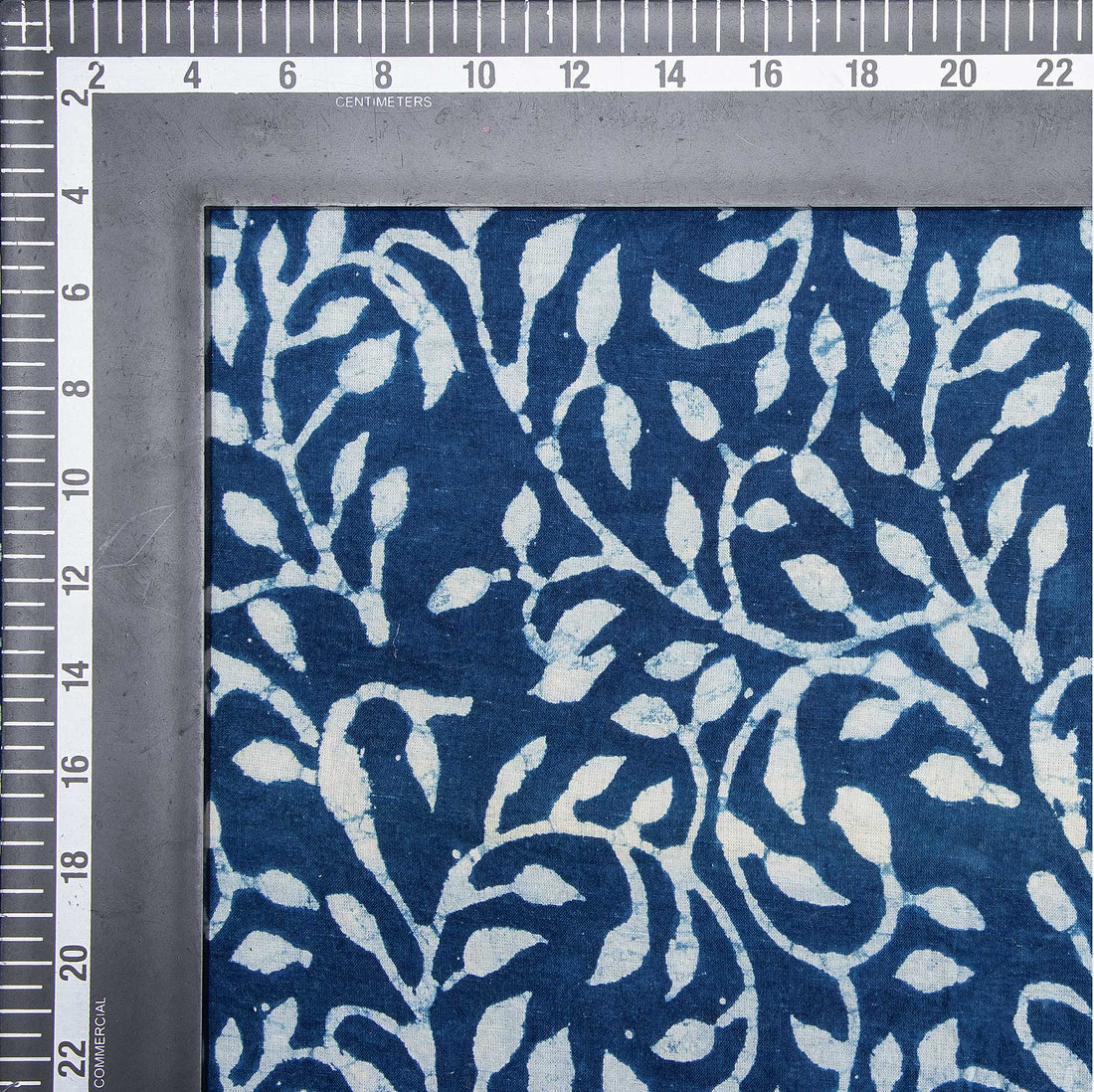 Traditional Hand Block Printed Blue Floral Cotton Mud Resist Fabric