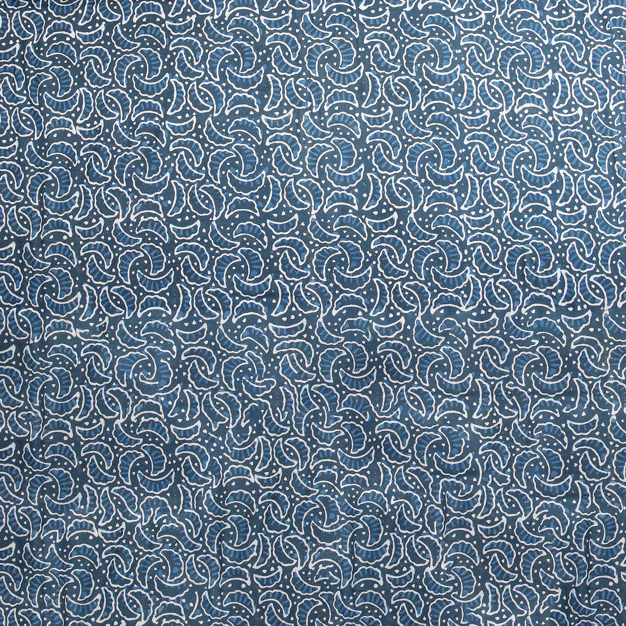 Abstract Hand Block Printed Cotton Indigo Fabric
