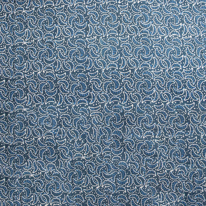 Abstract Hand Block Printed Cotton Indigo Fabric