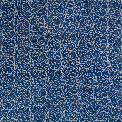 Indigo Blue Hand Block Pure Cotton Indian Floral Fabric