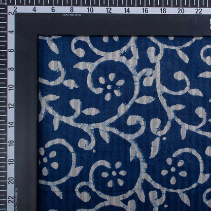 Indigo Blue Hand Block Pure Cotton Indian Floral Fabric