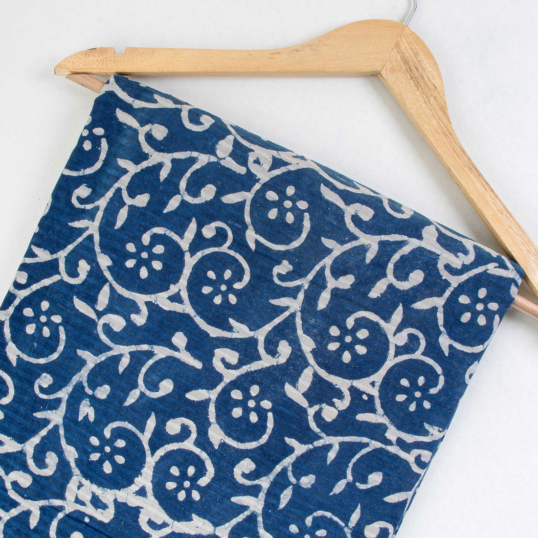 Indigo Blue Hand Block Pure Cotton Indian Floral Fabric