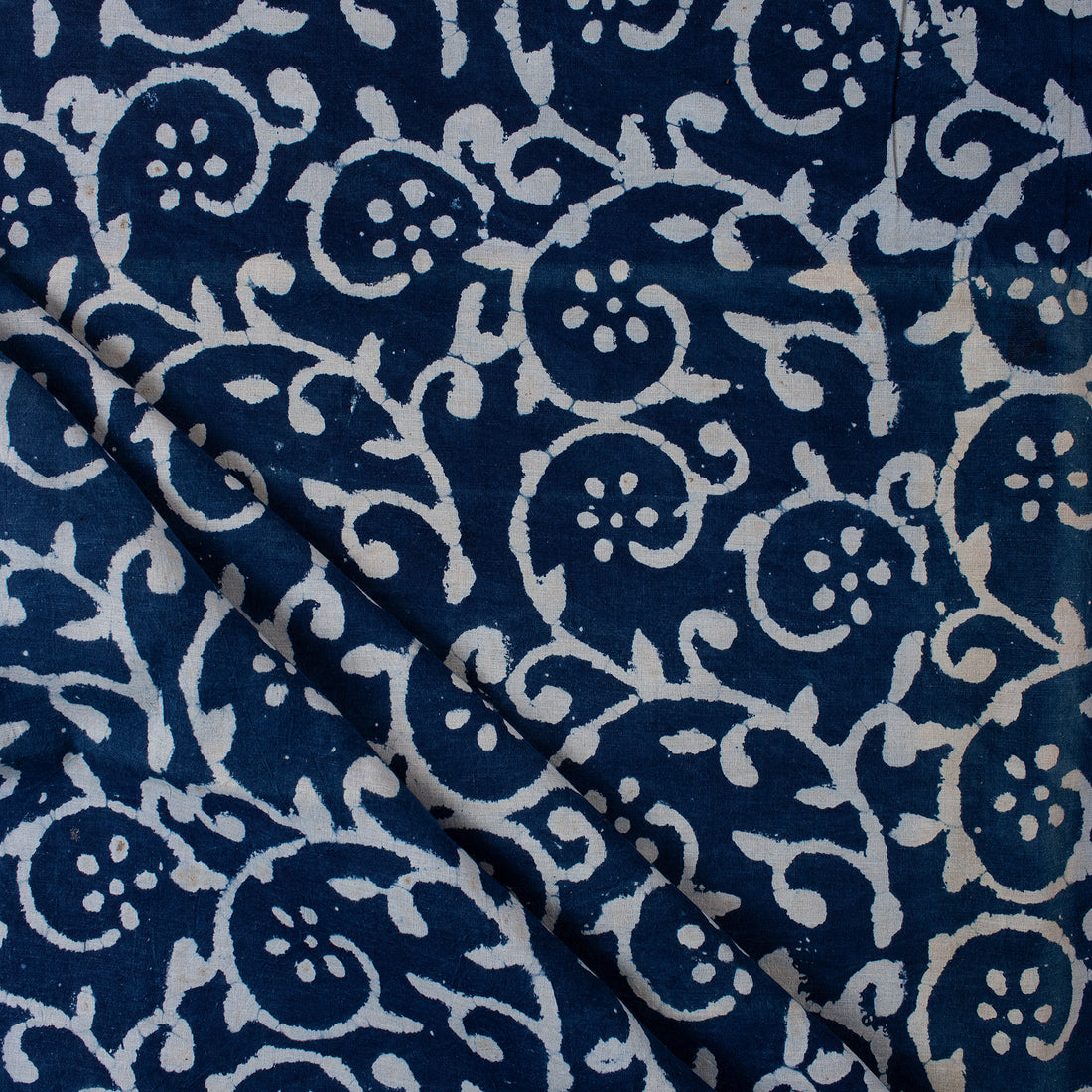 New Indigo Blue Floral Hand Block Print Fabric