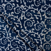 New Indigo Blue Floral Hand Block Print Fabric