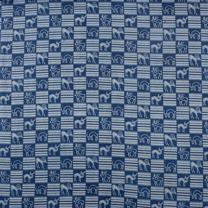 Indigo Blue Animal Block Print 100% Cotton Fabric
