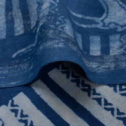 Indigo Blue Animal Block Print 100% Cotton Fabric