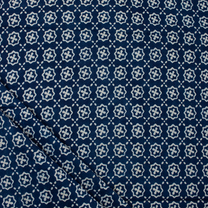 Hand Block Printed Indigo Fabric by the Yard