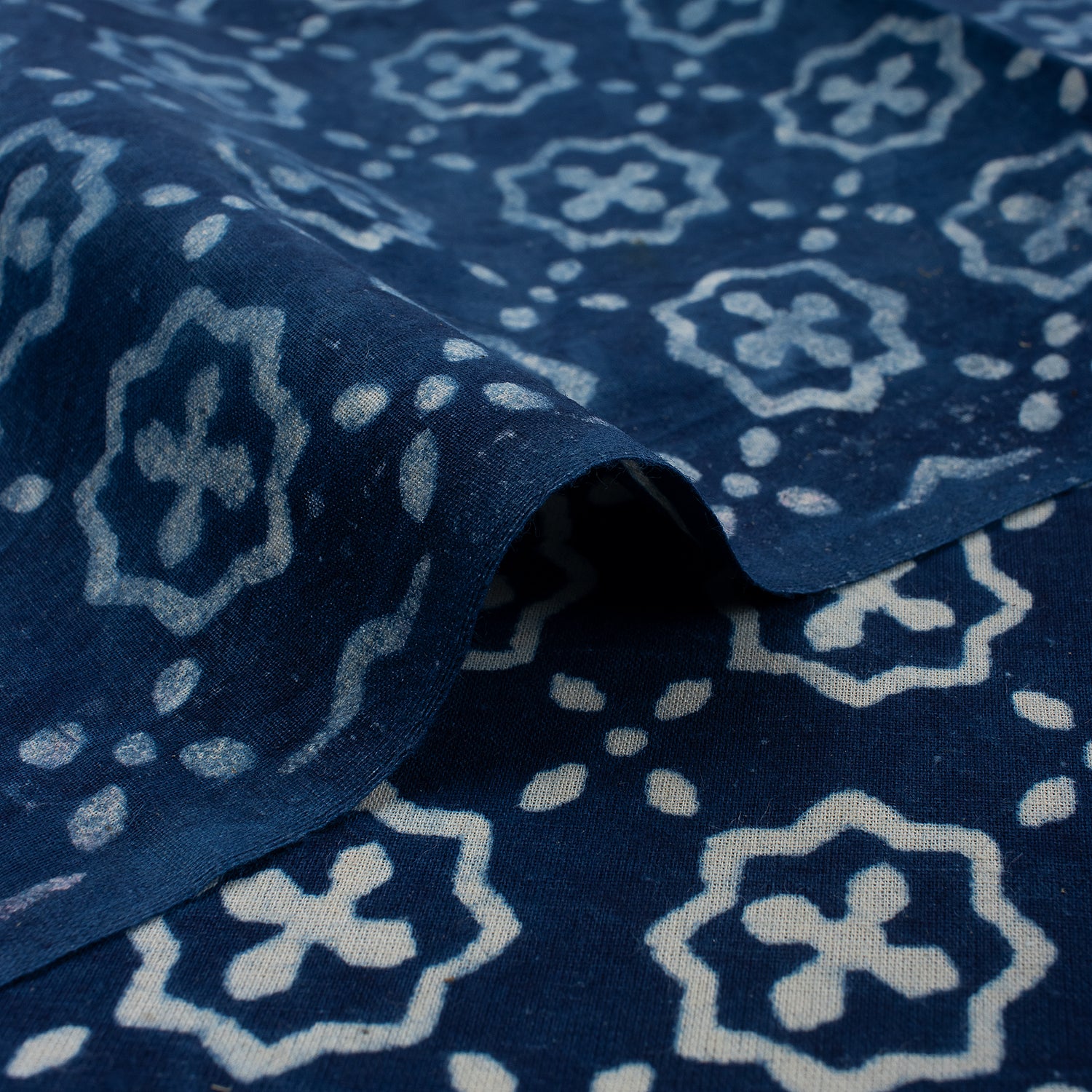 Hand Block Printed Indigo Fabric by the Yard
