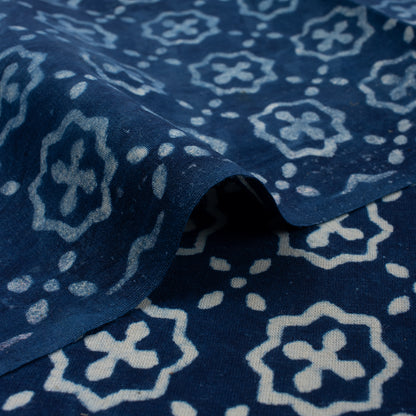 Hand Block Printed Indigo Fabric by the Yard