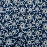 Sustainable Floral Printed Indigo Blue Fabric
