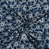 Sustainable Floral Printed Indigo Blue Fabric
