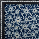 Sustainable Floral Printed Indigo Blue Fabric