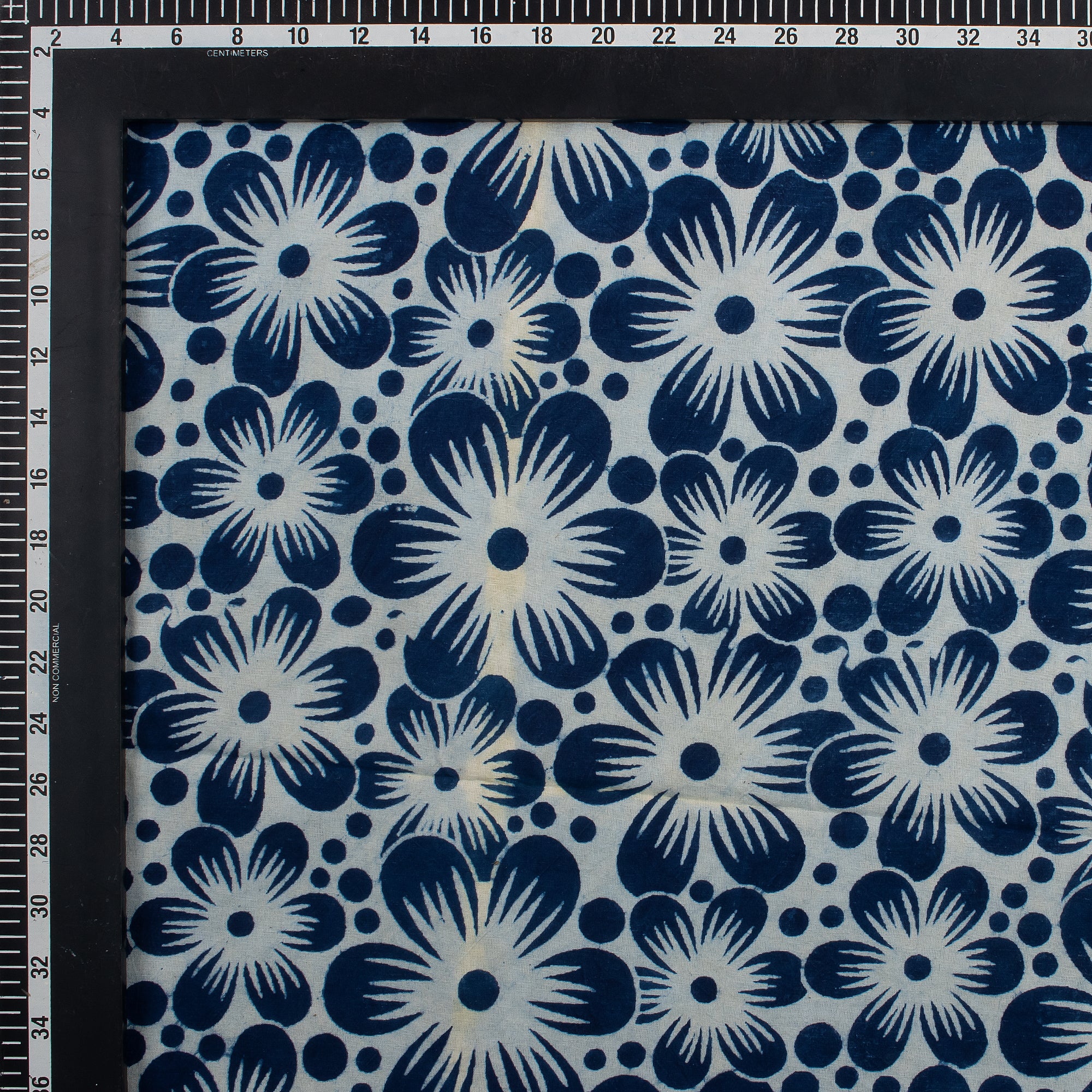 Sustainable Floral Printed Indigo Blue Fabric