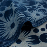 Sustainable Floral Printed Indigo Blue Fabric