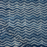 Zig Zag Indigo Blue Hand Block Printed Textile Fabric