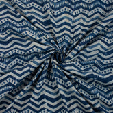 Zig Zag Indigo Blue Hand Block Printed Textile Fabric