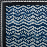 Zig Zag Indigo Blue Hand Block Printed Textile Fabric