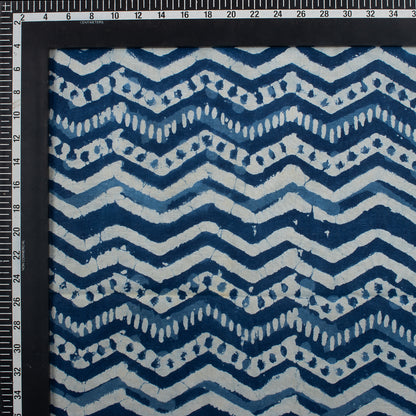 Zig Zag Indigo Blue Hand Block Printed Textile Fabric