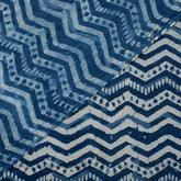 Zig Zag Indigo Blue Hand Block Printed Textile Fabric