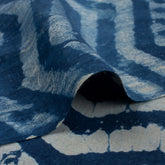 Zig Zag Indigo Blue Hand Block Printed Textile Fabric