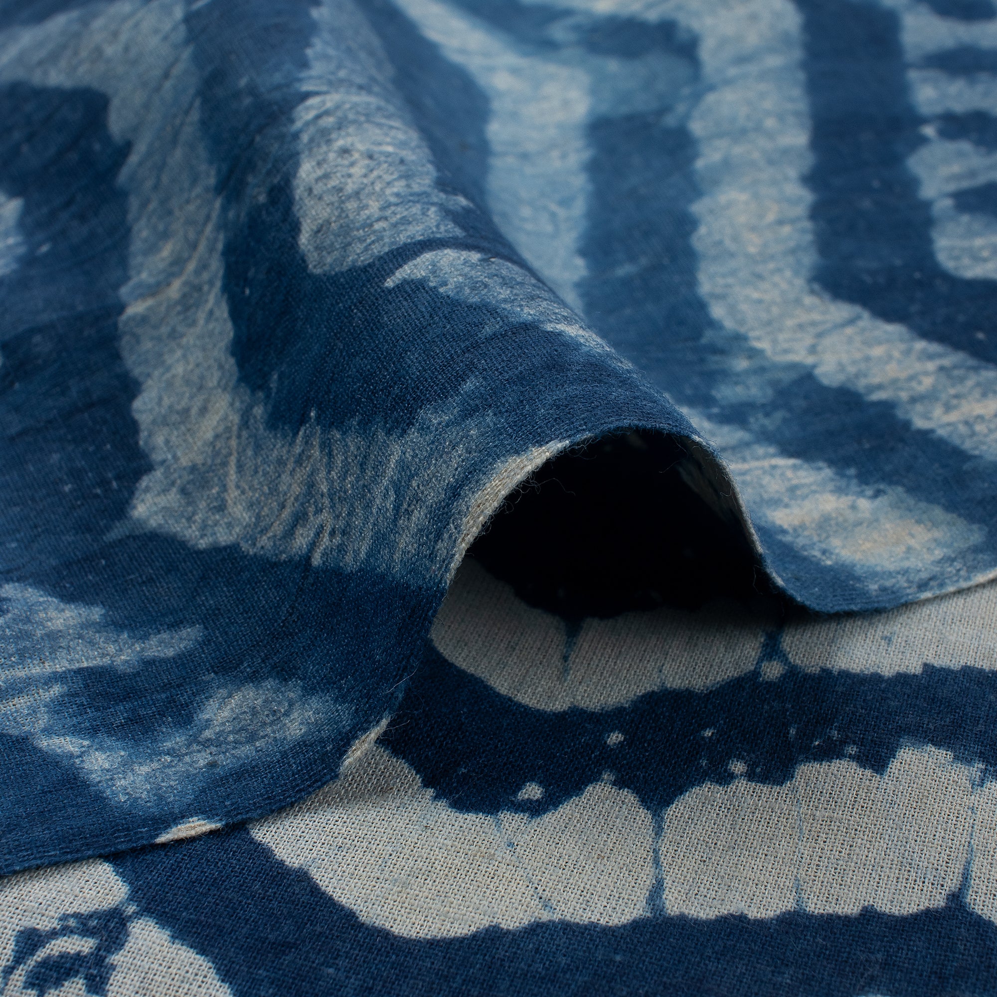 Zig Zag Indigo Blue Hand Block Printed Textile Fabric