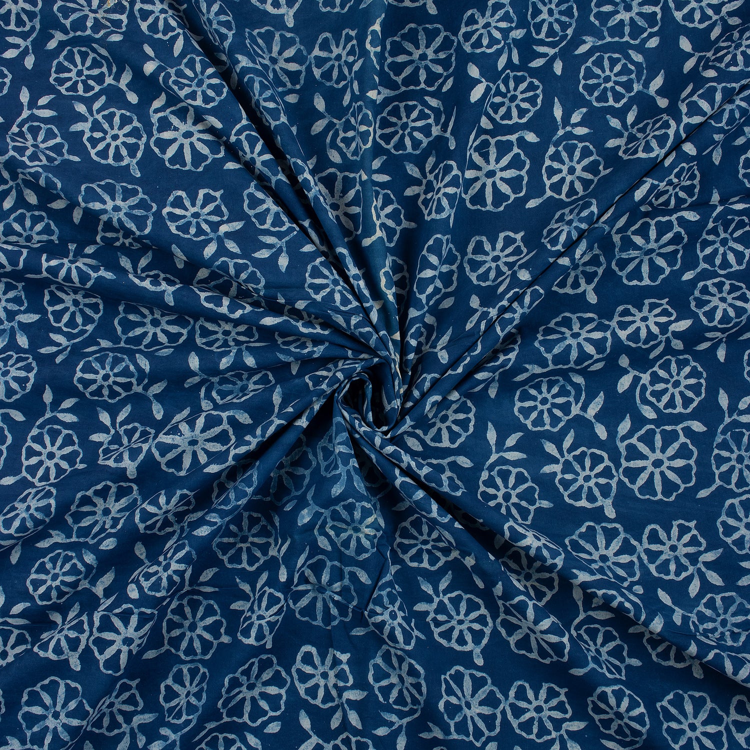 Hand Block Printed Indigo Blue Fabric for Kurti