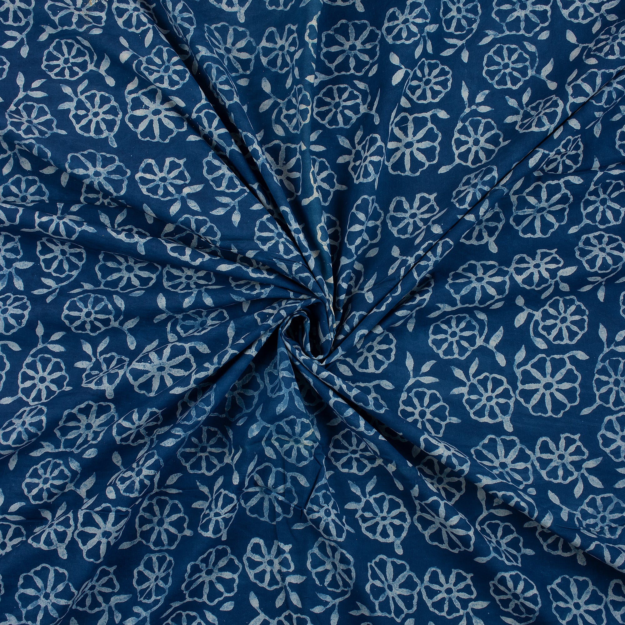 Hand Block Printed Indigo Blue Fabric for Kurti