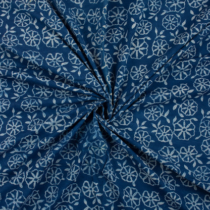 Hand Block Printed Indigo Blue Fabric for Kurti