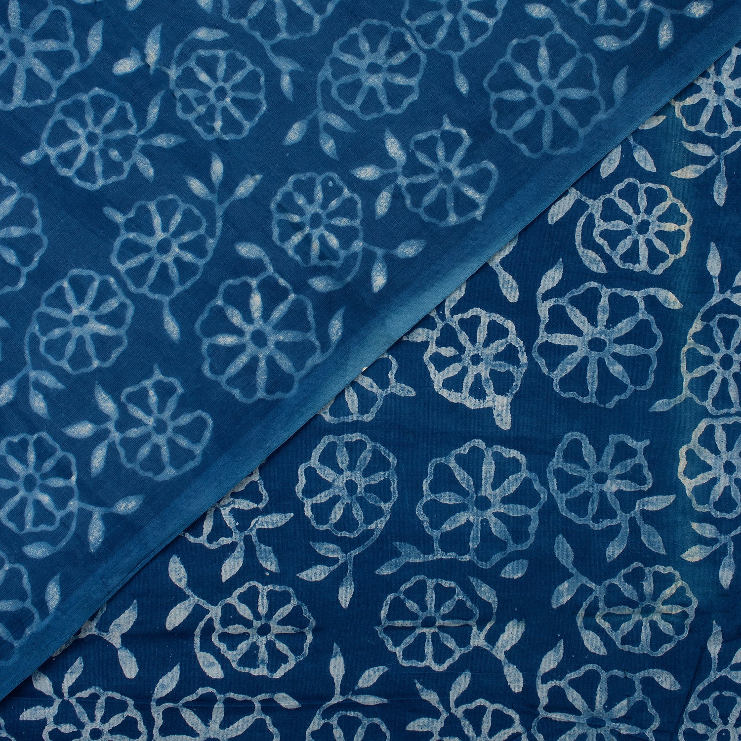 Hand Block Printed Indigo Blue Fabric for Kurti
