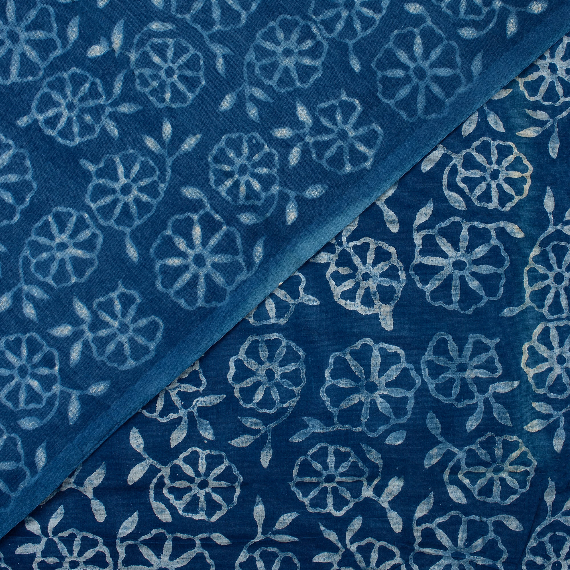 Hand Block Printed Indigo Blue Fabric for Kurti