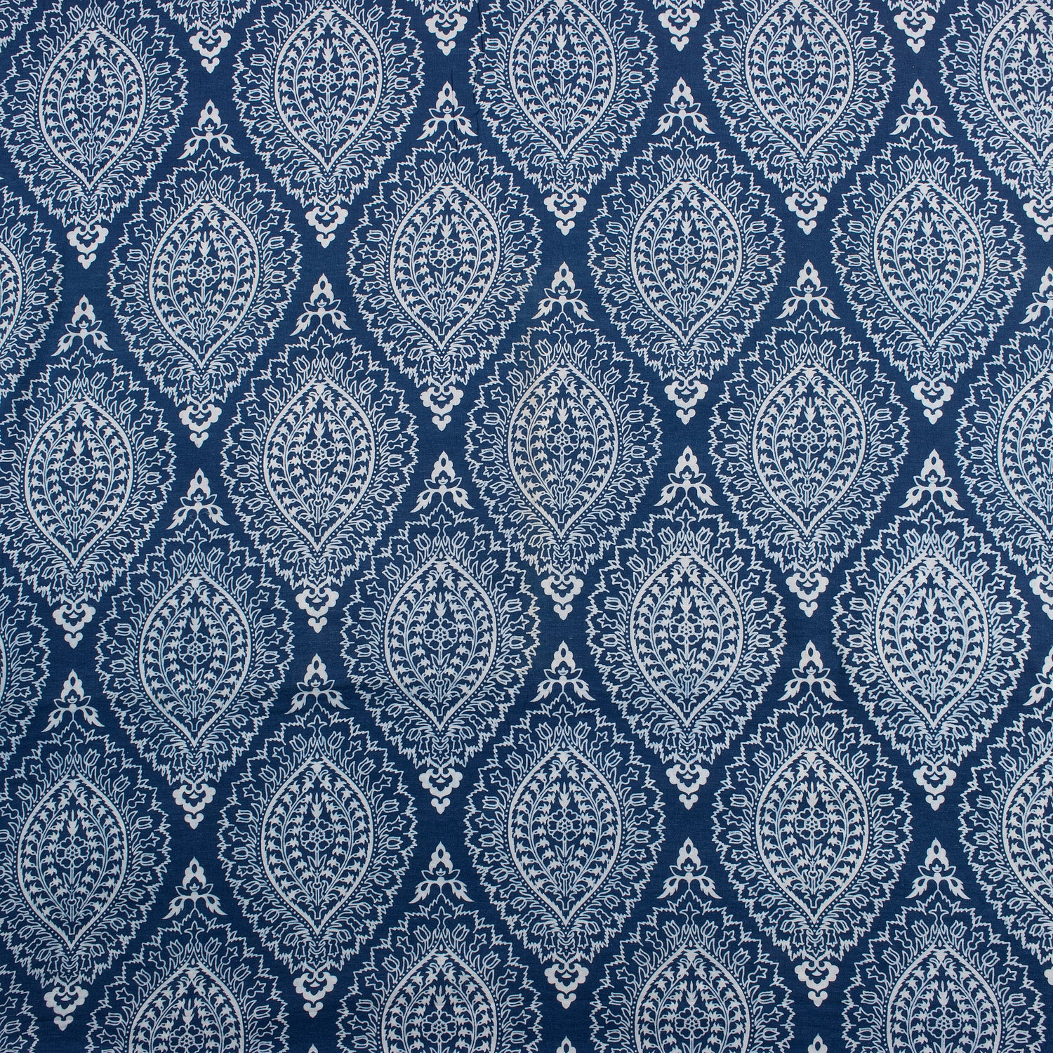 Leaf Hand Block Printed Indigo Cotton Fabric