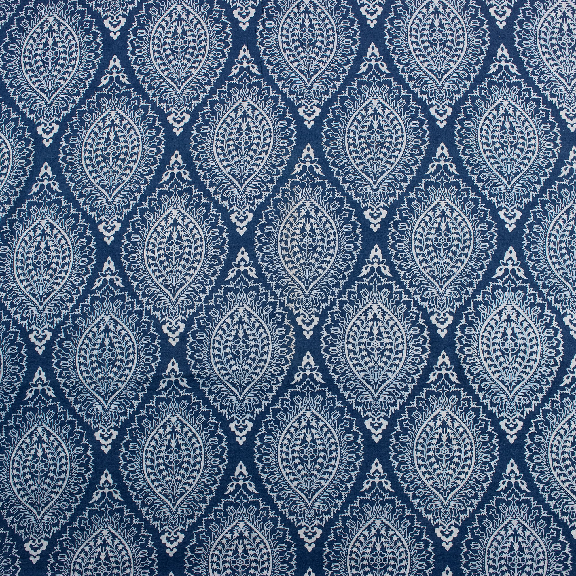 Leaf Hand Block Printed Indigo Cotton Fabric