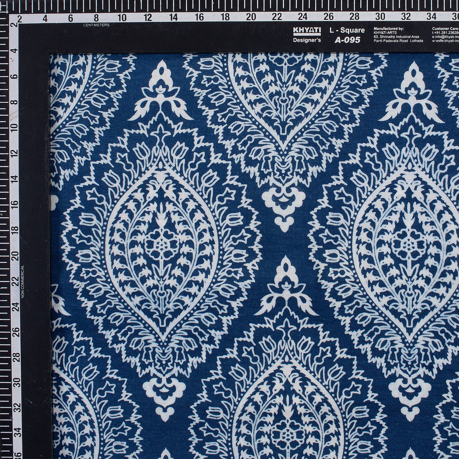 Leaf Hand Block Printed Indigo Cotton Fabric