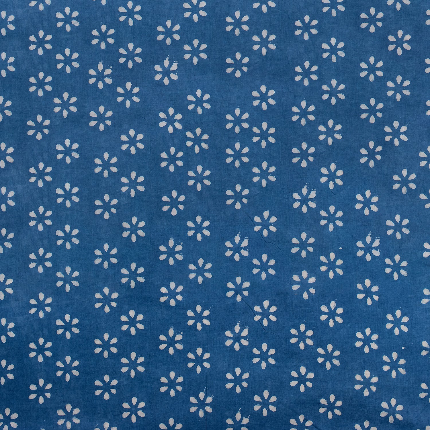 Premium Floral Hand Block Indigo Fabric by the Yard