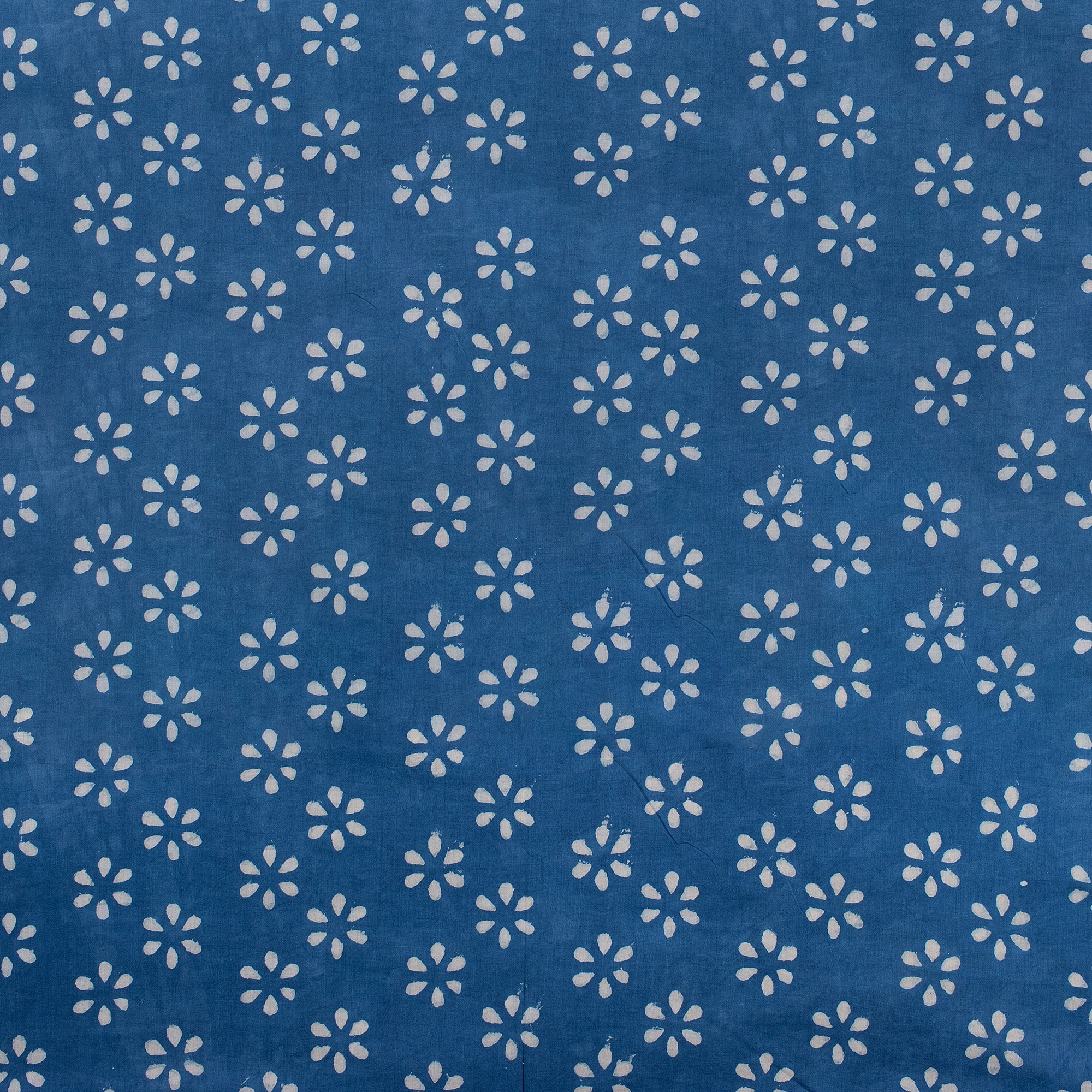 Premium Floral Hand Block Indigo Fabric by the Yard
