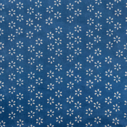Premium Floral Hand Block Indigo Fabric by the Yard
