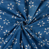 Premium Floral Hand Block Indigo Fabric by the Yard