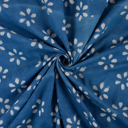 Premium Floral Hand Block Indigo Fabric by the Yard