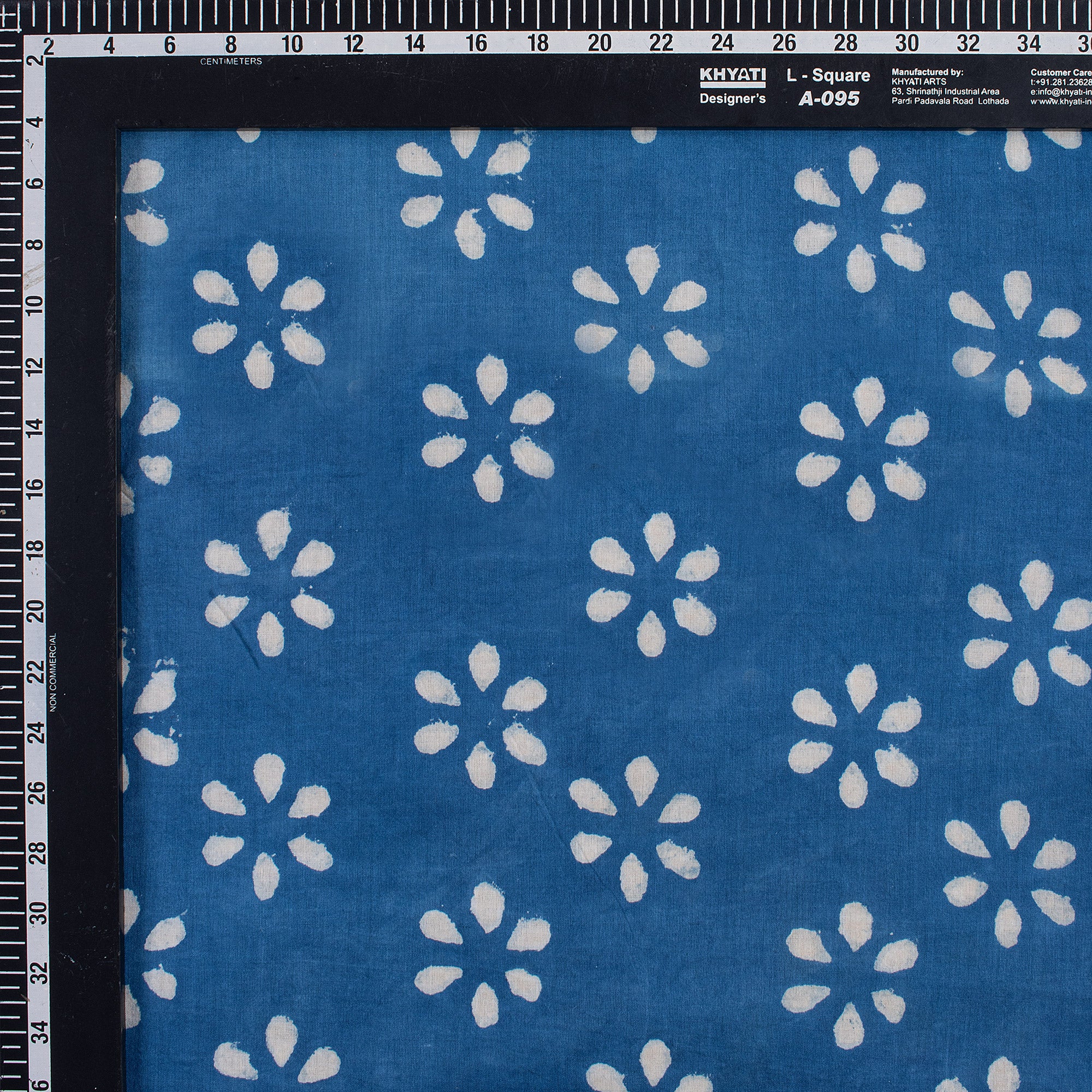Premium Floral Hand Block Indigo Fabric by the Yard