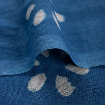Premium Floral Hand Block Indigo Fabric by the Yard