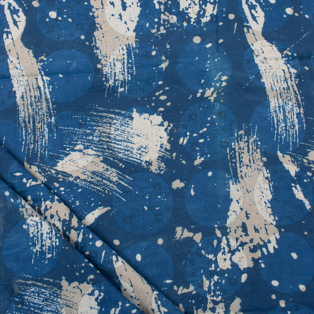 New Indigo Blue Hand Block Printed Pure Cotton Fabric